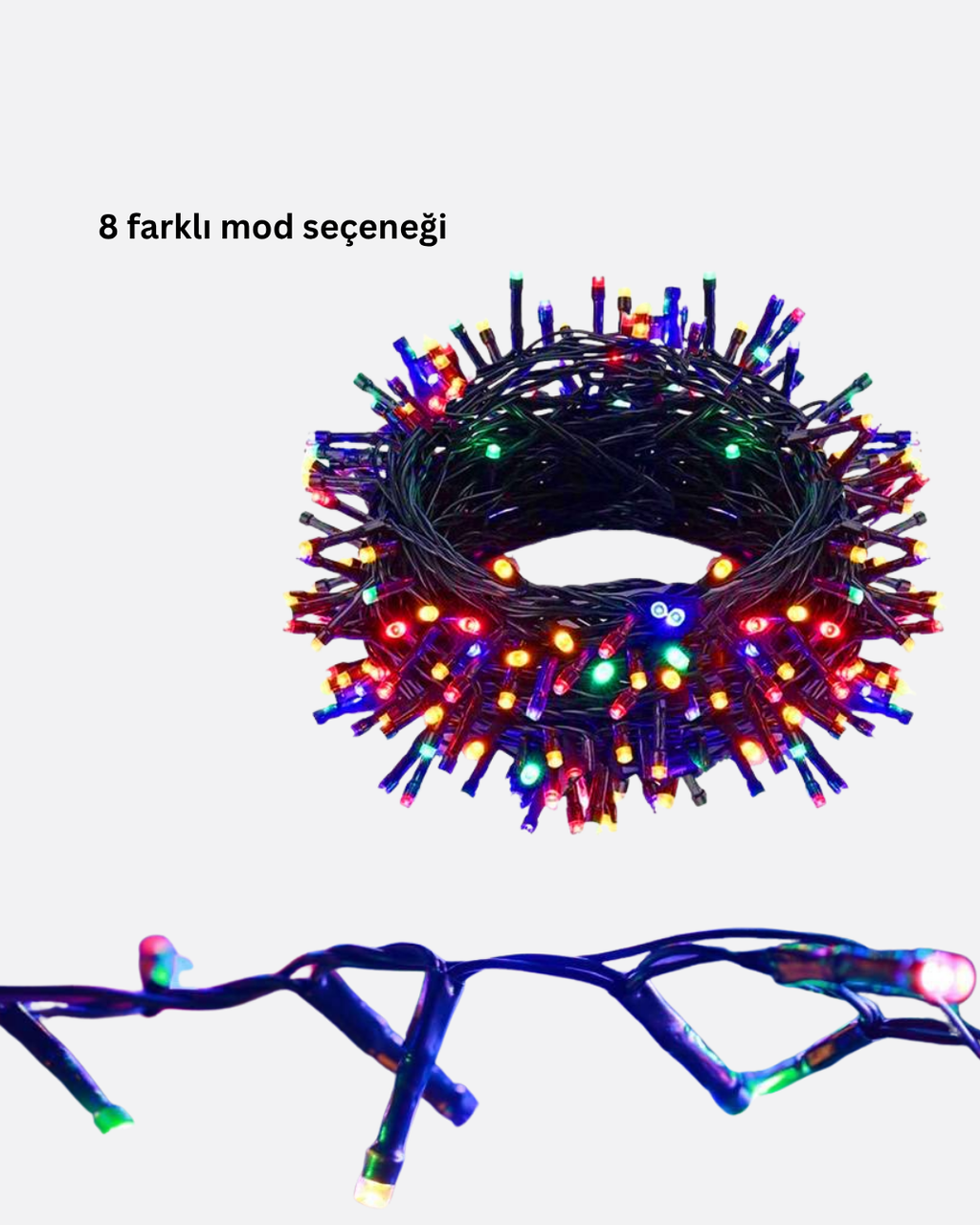 5 Metre 50’li LED Işık – Siyah Kablolu Çok Fonksiyonlu İç ve Dış Mekan Kullanımı