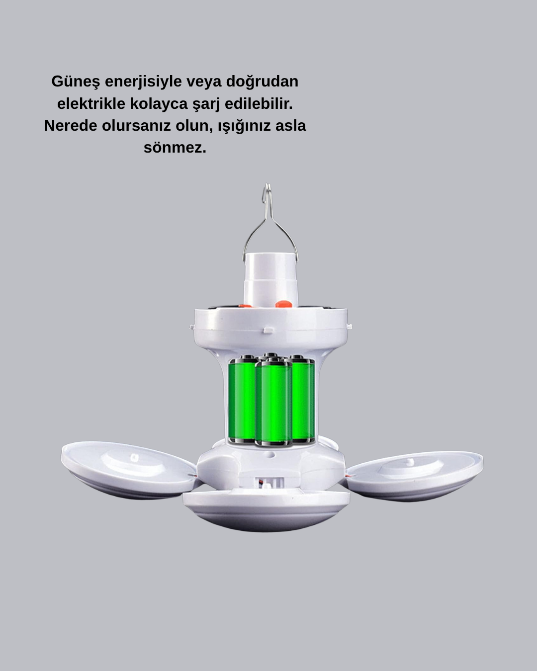 5 Kanatlı Solar Kamp Lambası – USB Şarjlı Taşınabilir IP65 Su Geçirmez Bahçe Lambası