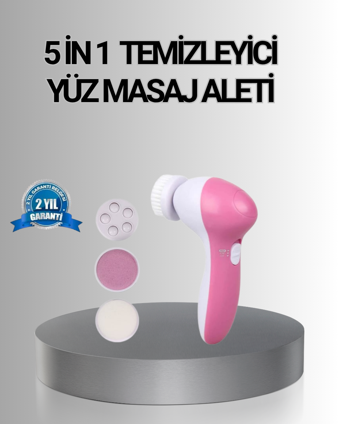 5 Başlıklı Yüz Masaj Aleti – Cilt Temizleme Peeling Siyah Nokta ve Gözenek Bakımı