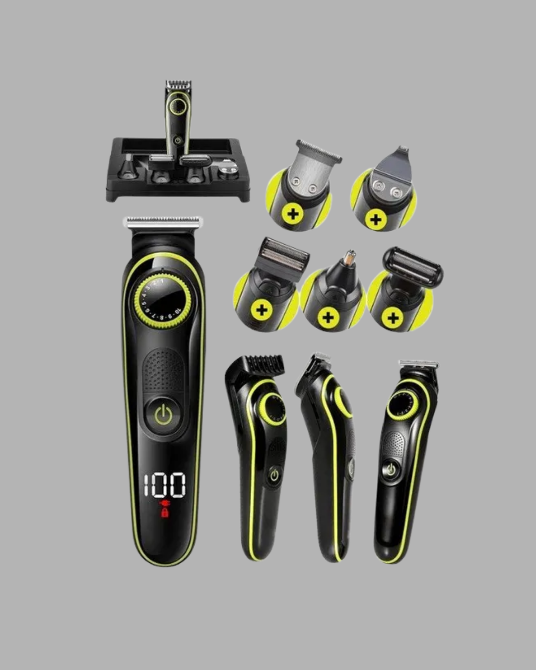 5’i 1 Arada Şarjlı Tıraş Makinesi – Paslanmaz Çelik Başlıklı Yüz ve Vücut Bakım Cihazı