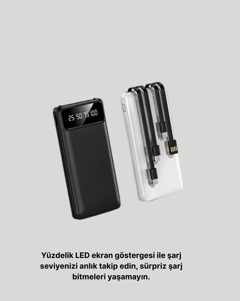20.000 mAh 4 Çıkışlı LED Göstergeli Hızlı Şarj Powerbank