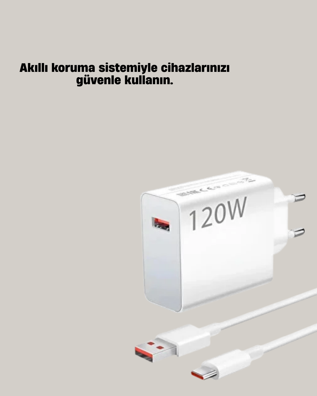 120W Mi Turbo Destekli Hızlı Şarj Cihazı Type-C Uyumlu Akım Korumalı