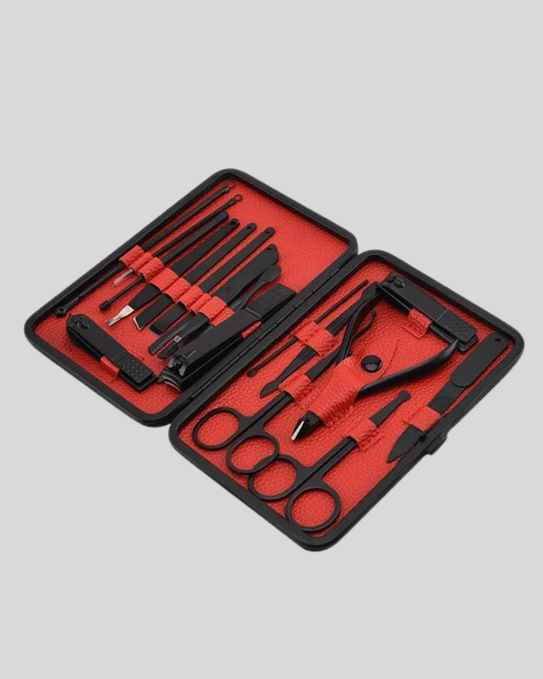 17 Parça Profesyonel Manikür Pedikür Seti Paslanmaz Çelik Siyah Kutu