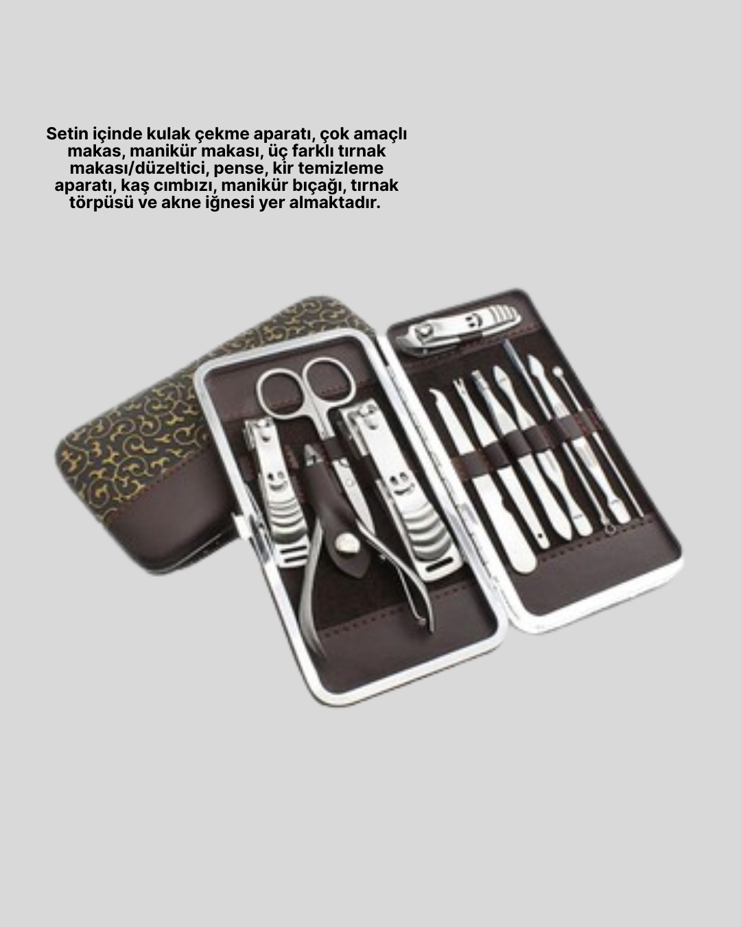 12 Parçalık Özel Deri Çantalı Kişisel Bakım Seti