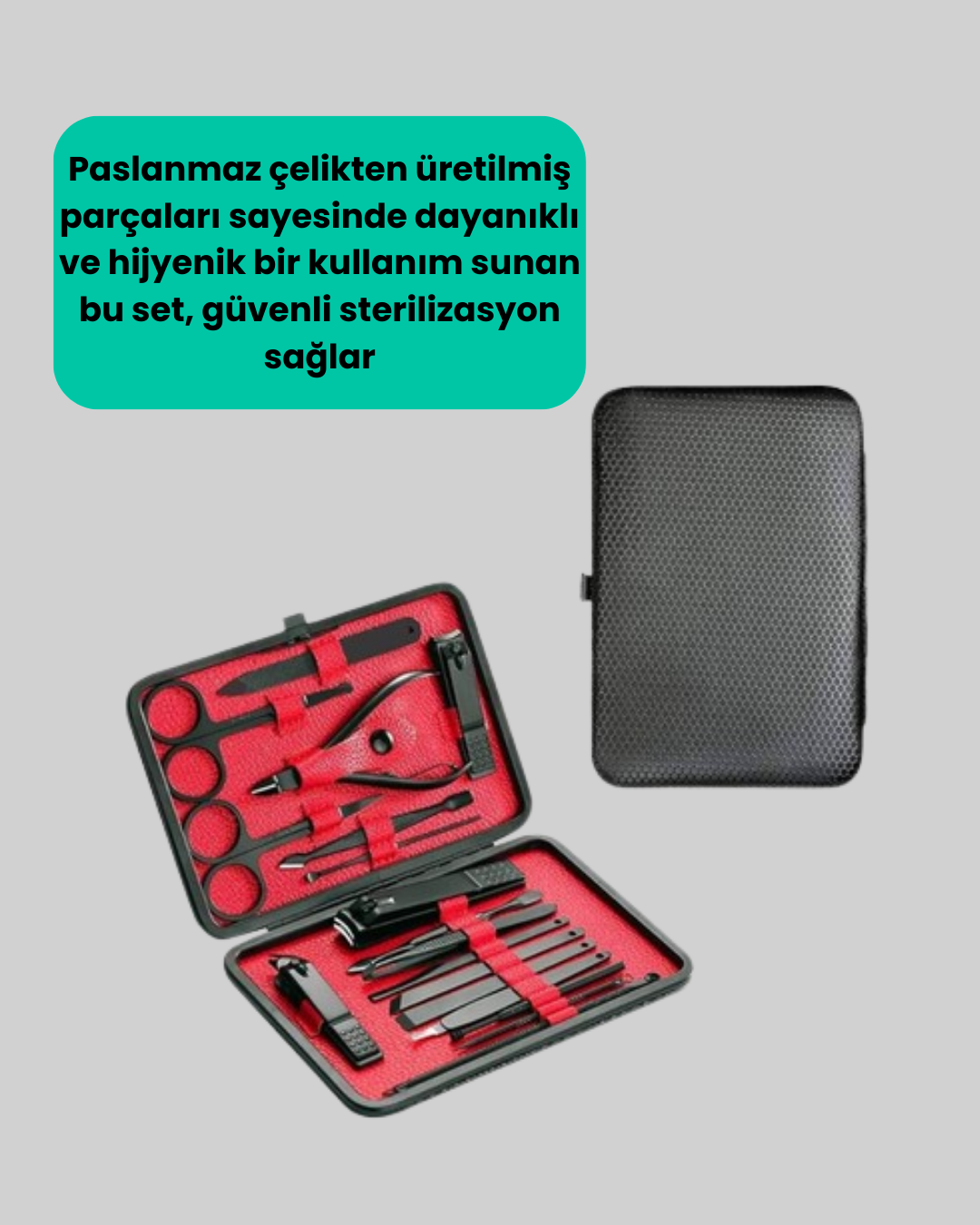 17 Parçalık Deri Kaplamalı Manikür Seti