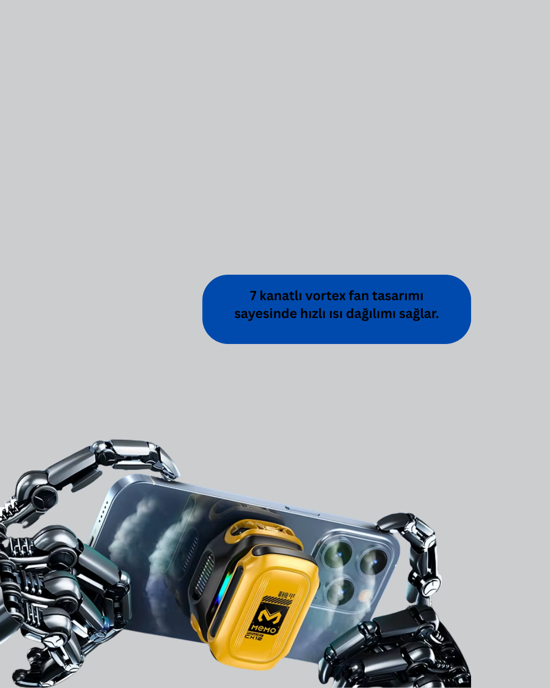 7 Kanatlı Vortex Fanlı Akıllı Telefon Soğutma Aparatı