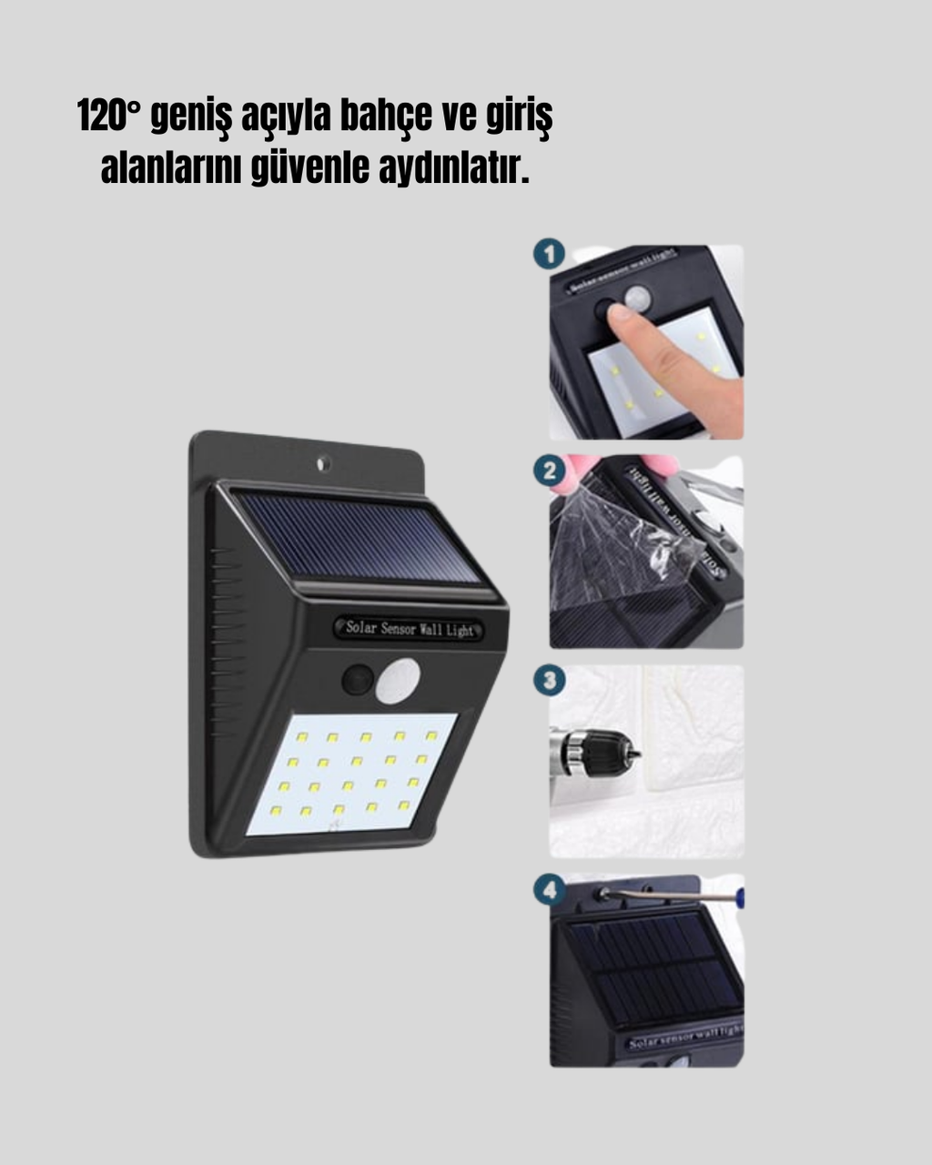 4 Modlu Solar LED Bahçe ve Garaj Lambası