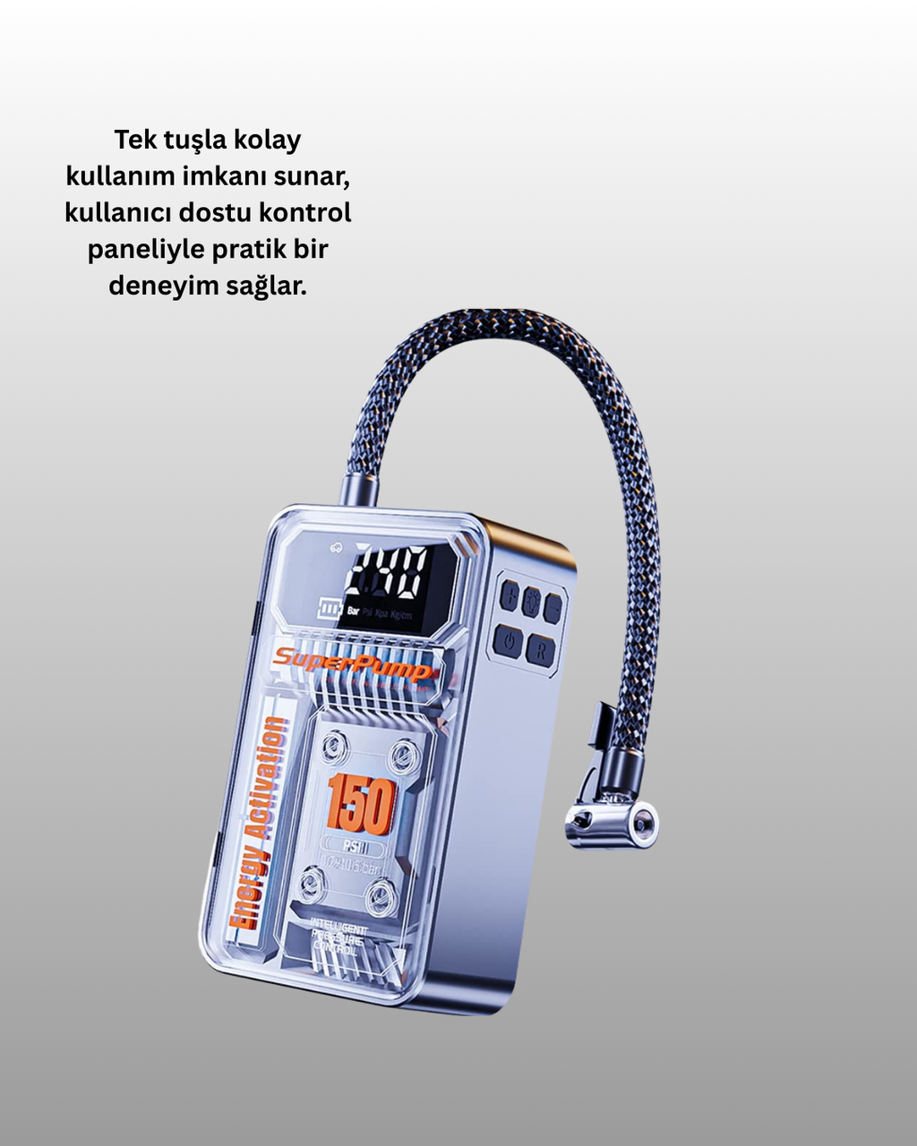 150 PSI Kablosuz Dijital Ekranlı Taşınabilir Araç Lastik Pompası
