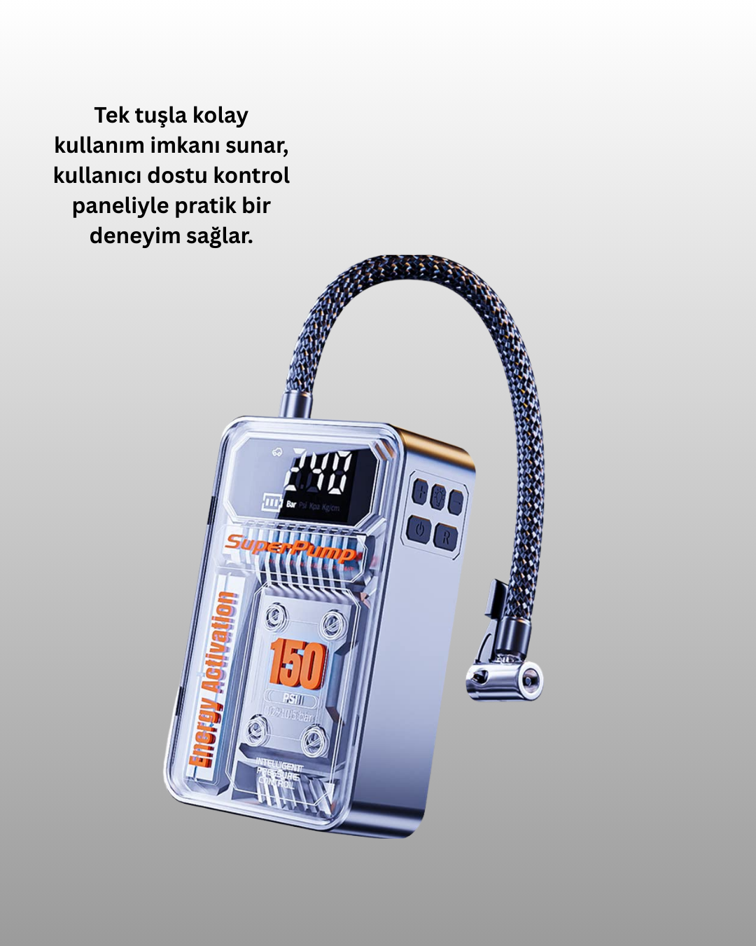150 PSI Kablosuz Dijital Ekranlı Taşınabilir Araç Lastik Pompası