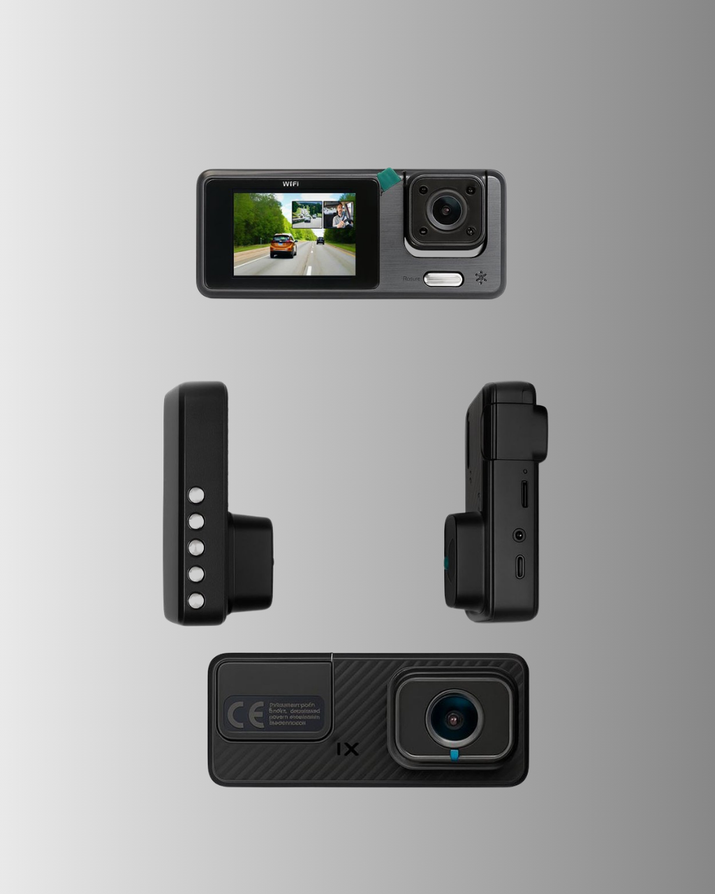 3 Kameralı Araç İçi DVR Kayıt Cihazı  Ön İç Arka Kamera Full HD