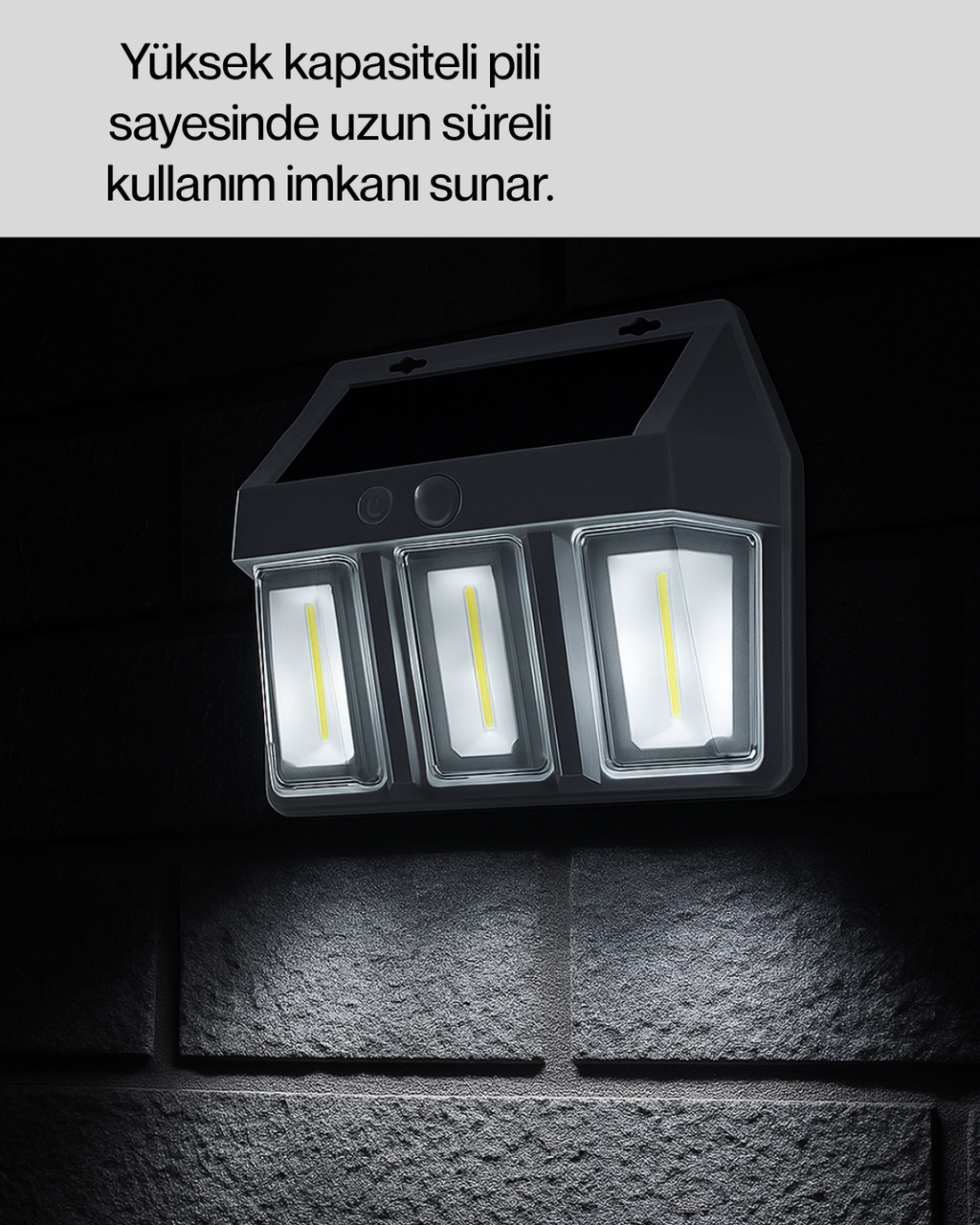 3 in 1 Solar Duvar Lambası – IP65 Su Geçirmez Hareket Sensörlü