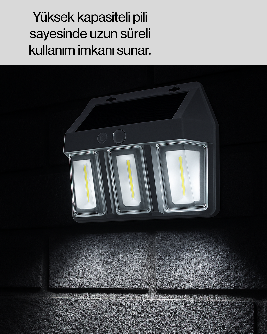 3 in 1 Solar Duvar Lambası – IP65 Su Geçirmez Hareket Sensörlü