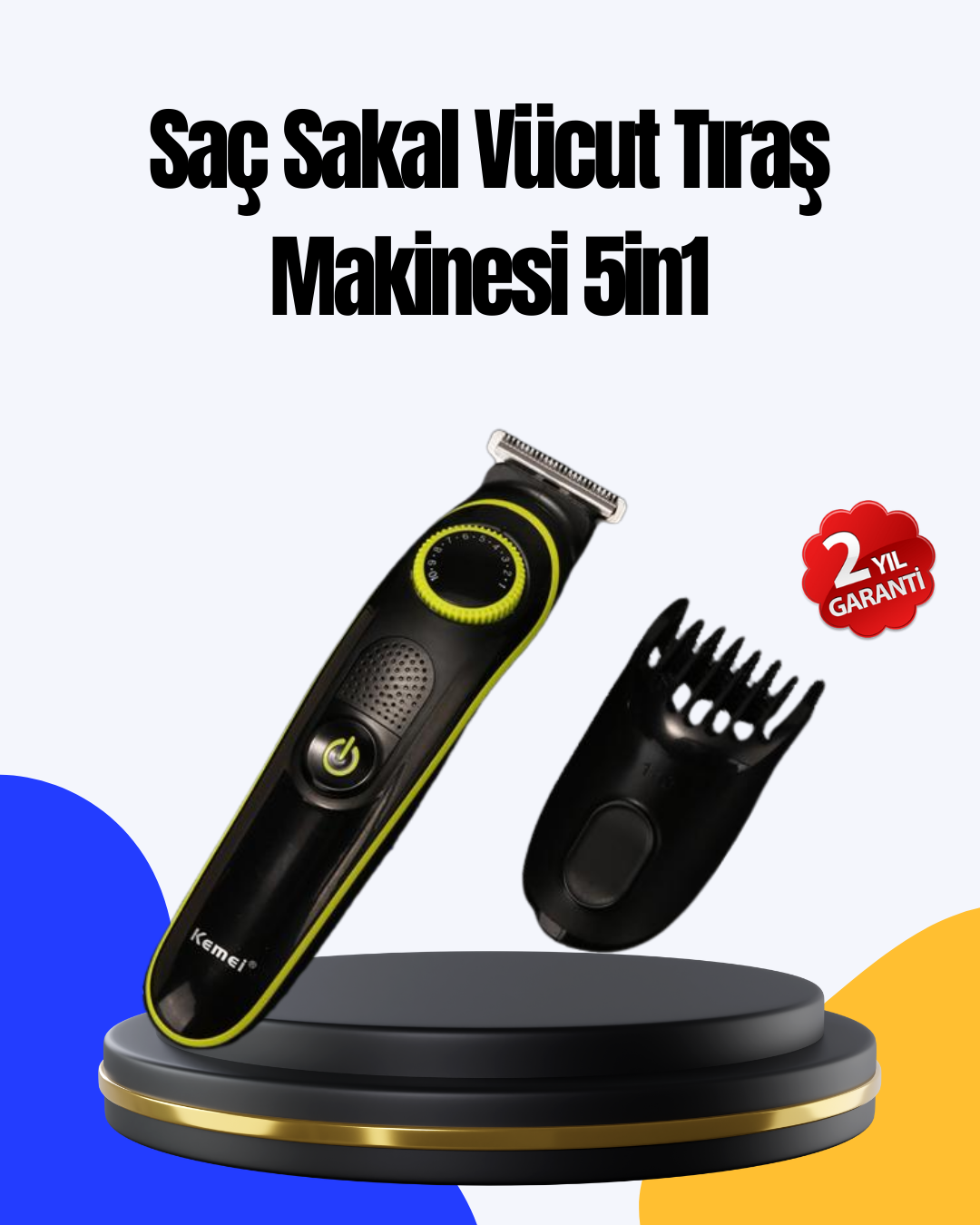 5 Başlıklı Çok Fonksiyonlu Saç Kesme ve Sakal Düzeltme Makinesi Erkek Bakım Aleti