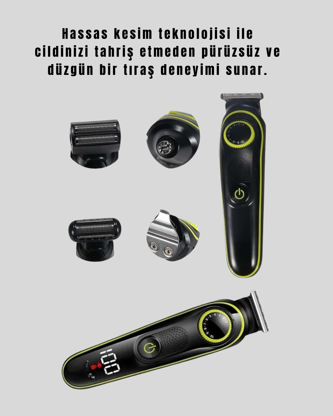 5 Başlıklı Çok Fonksiyonlu Saç Kesme ve Sakal Düzeltme Makinesi Erkek Bakım Aleti