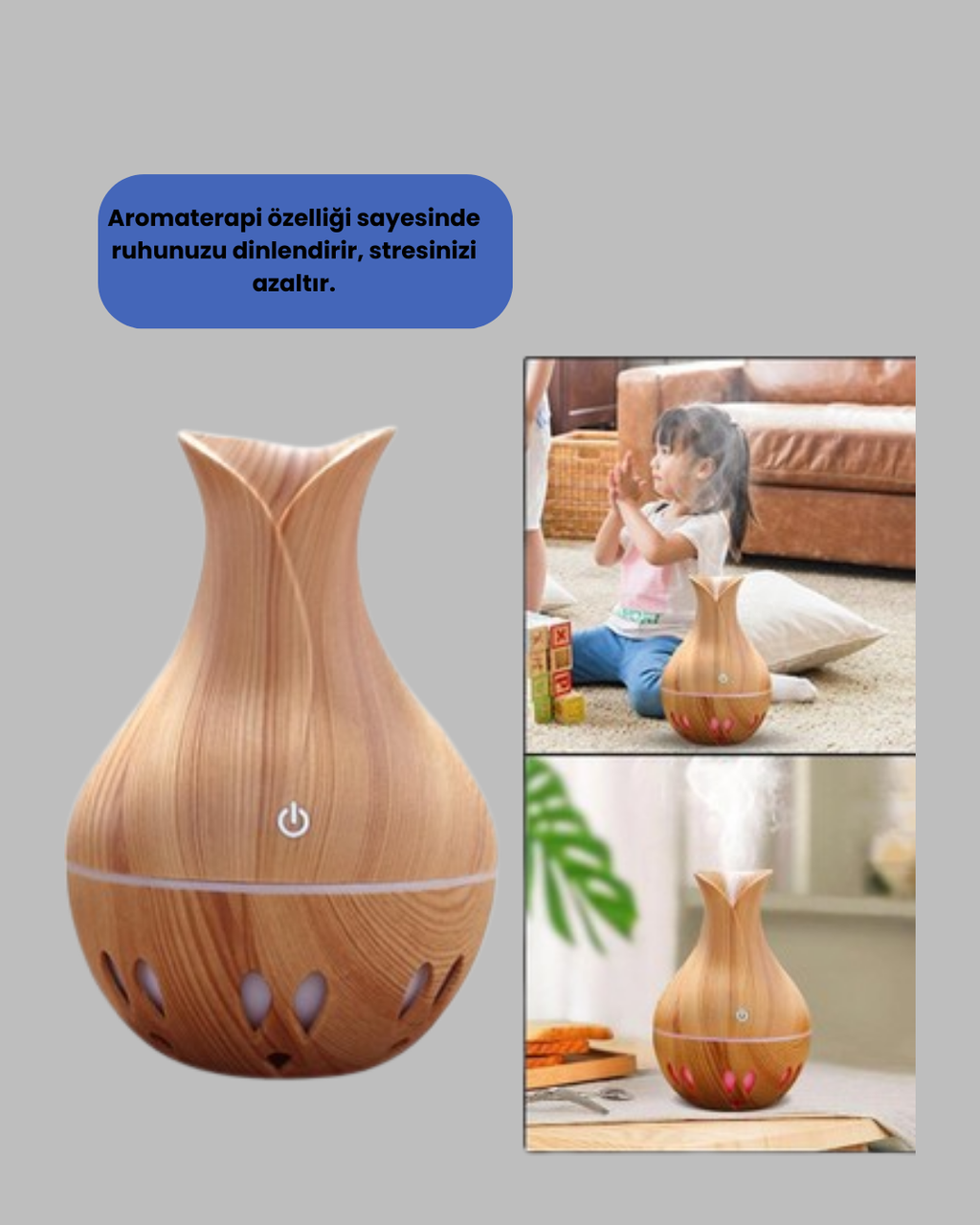 130ml Su Depolu USB Güçlü Kompakt Masaüstü Nemlendirici Difüzör