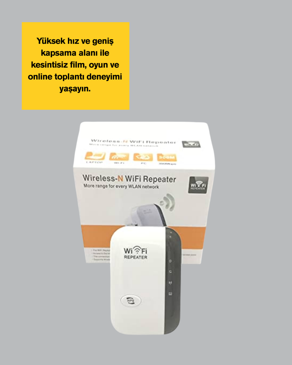 2.4GHz WiFi Tekrarlayıcı Router – WPS Destekli Kablosuz Ağ Genişletici