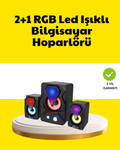 2.1 USB Bağlantılı Oyun Hoparlörü Renkli LED Işıklı