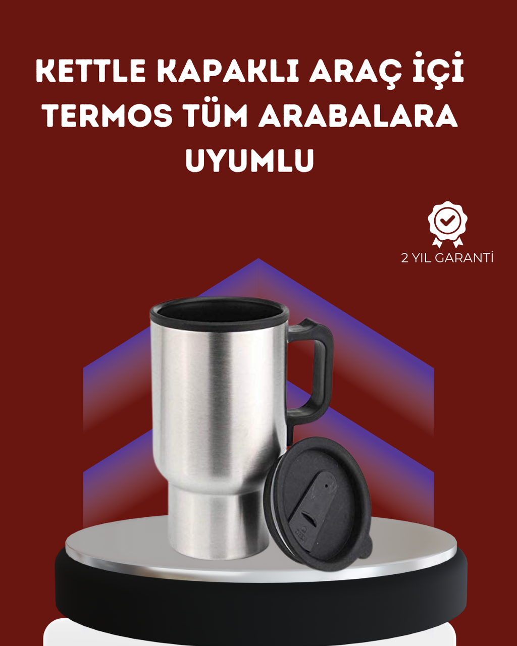 12V Çakmak Girişli Araç İçi Isıtıcı Paslanmaz Çelik Bardak