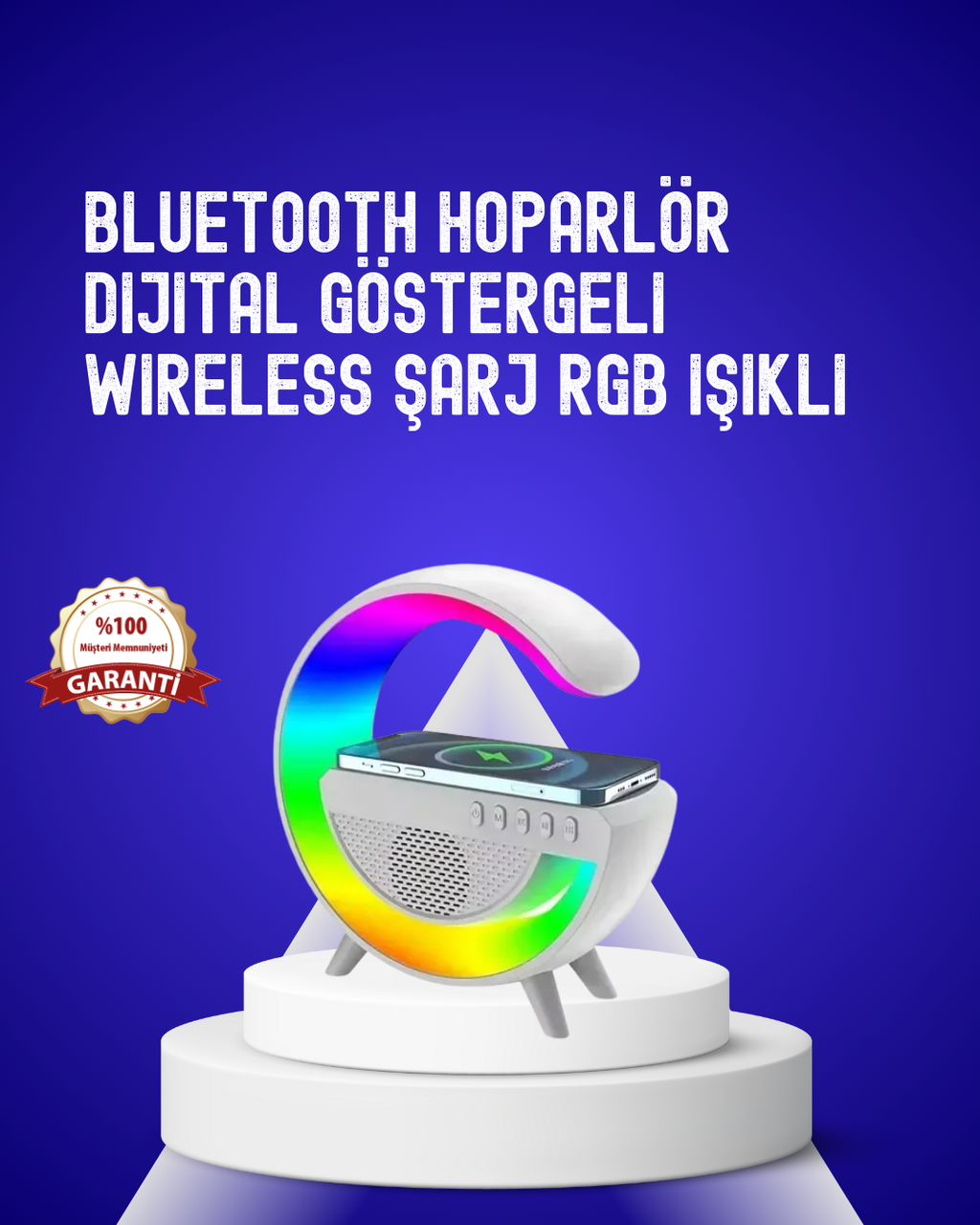 13 Renk Seçenekli Kablosuz Şarj Cihazlı LED Lamba
