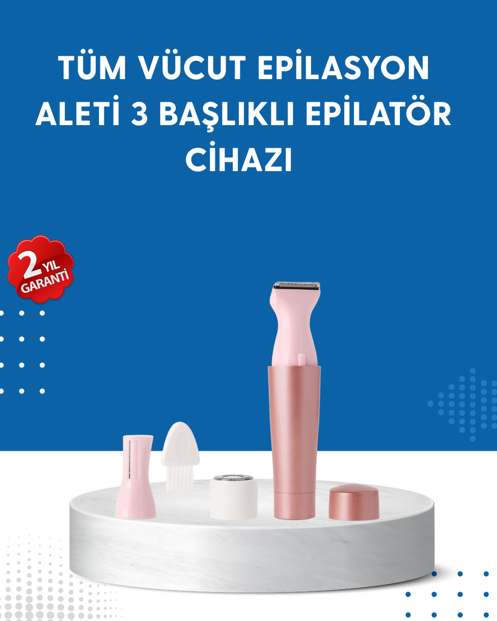 3 Başlıklı Taşınabilir Yüz ve Vücut Tüy Alma Makinesi