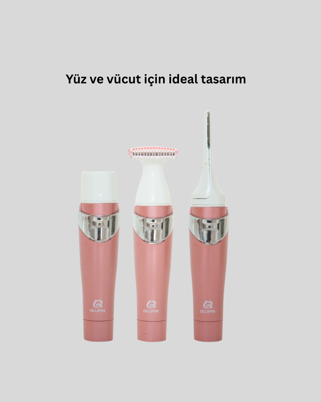 3 Başlıklı Yüz ve Vücut Tüy Temizleme Cihazı Pembe