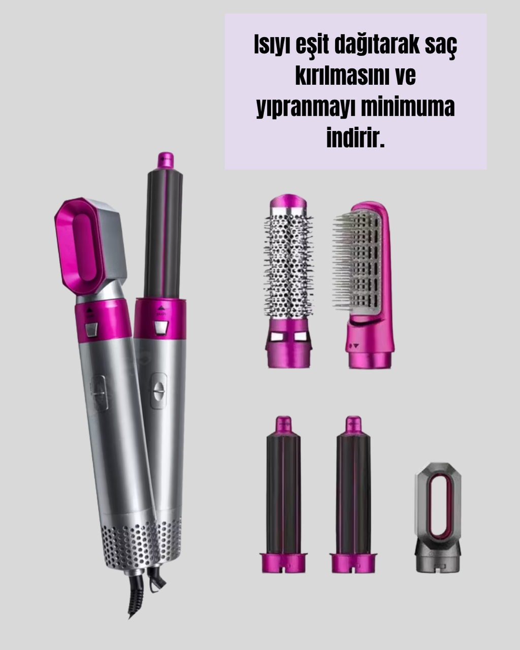 5 Parça Saç Şekillendirme Seti Düzleştirme Dalga ve Bukle Yapma