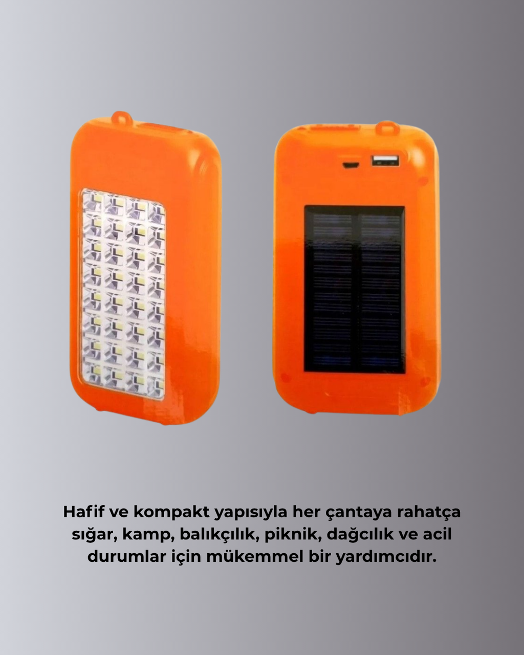 10000 mAh Güneş Enerjili Taşınabilir Şarj Cihazı ve Aydınlatma Cihazı