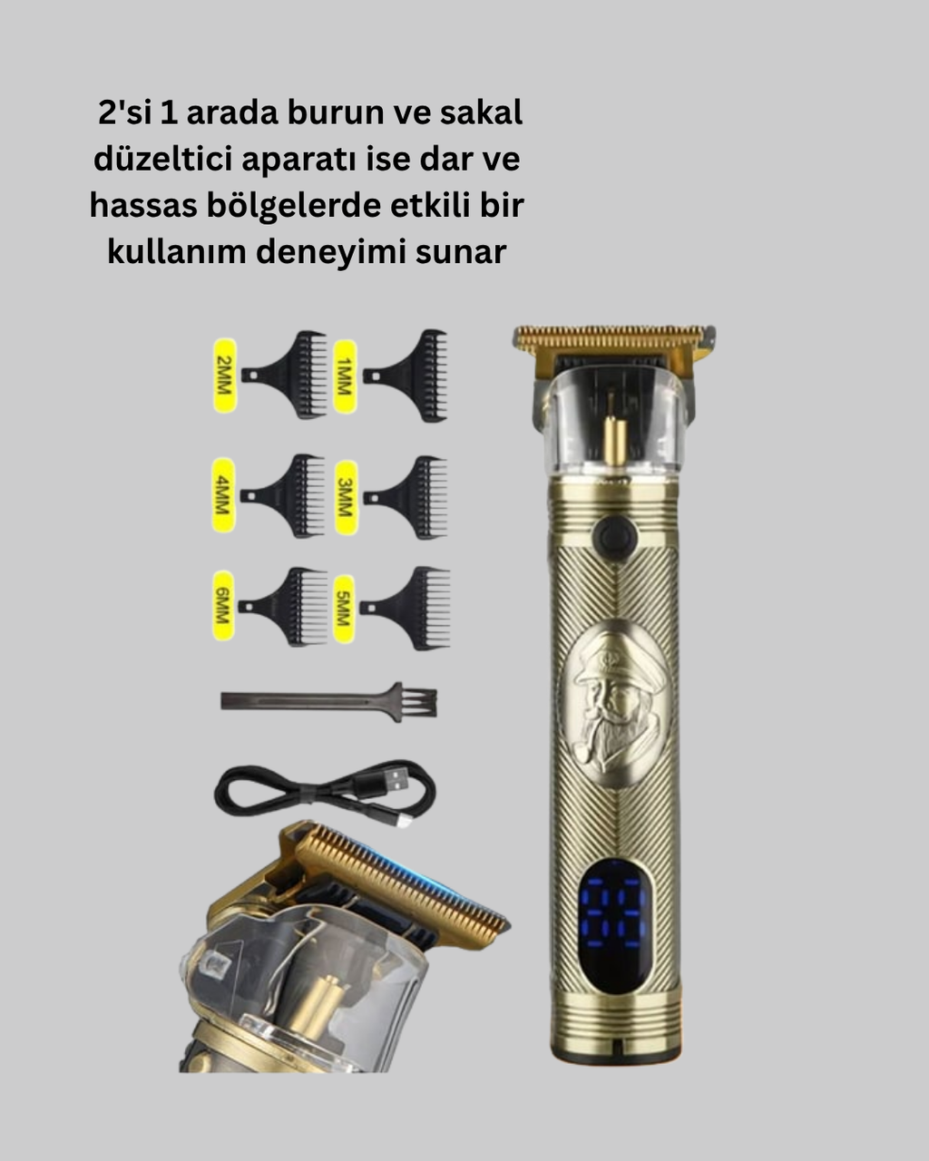 8 Taraklı Saç Kesme ve Sakal Şekillendirme Makinesi