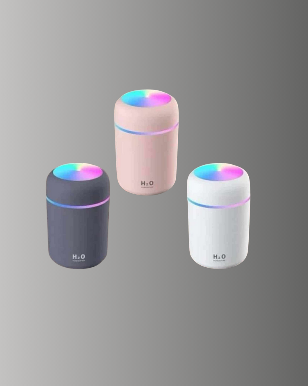 ABS Gövdeli 300ml USB Nemlendirici – Beyaz Gri Pembe Renk