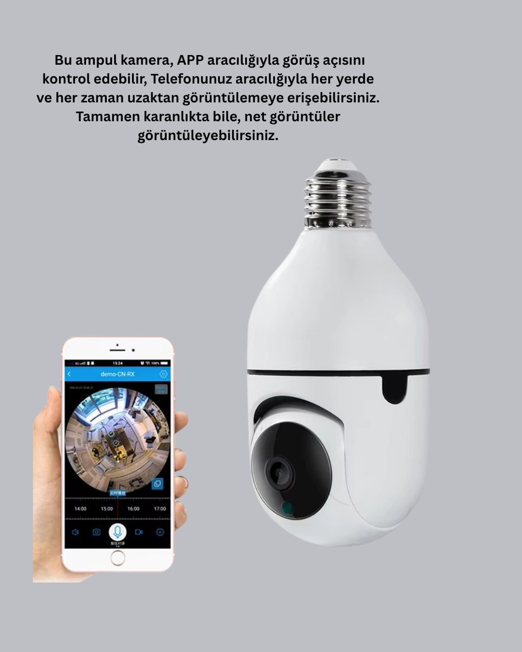 360° Panoramik Görüntüleme Sunan Ampul Tipi Güvenlik Kamerası