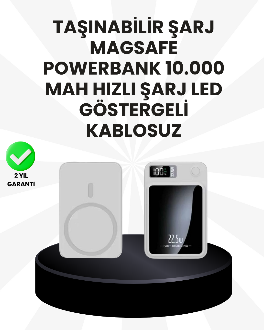5000mAh / 10000mAh Kapasiteli Manyetik USB-C ve Kablosuz Powerbank