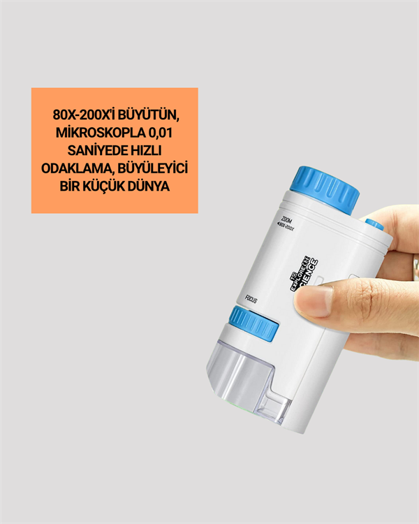 ABS Gövdeli Öğrenci ve Hobi Mikroskobu – Mavi Renk