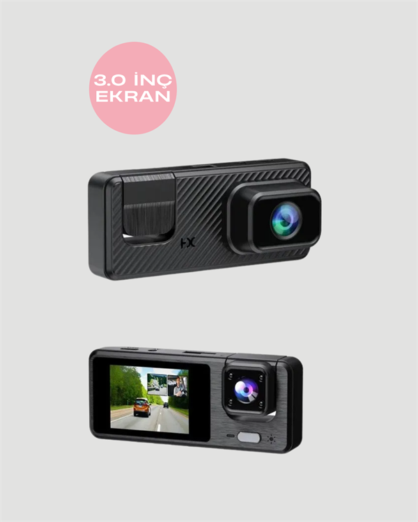 1080P 3 Kameralı Araç DVR – Döngü Kayıt ve Geri Görüş Özellikli