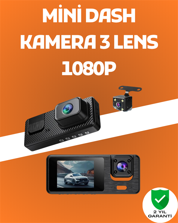 3 Kanallı Araç DVR – Ön + İç + Arka Kamera ile Tam Kapsama Yüksek Güvenlik
