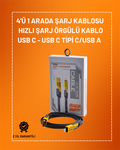 4'ü 1 Arada USB Hızlı Şarj ve Veri Kablosu – 65W Güç Çoklu Bağlantı 1.2m