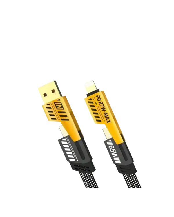 4'ü 1 Arada USB Hızlı Şarj ve Veri Kablosu – 65W Güç Çoklu Bağlantı 1.2m