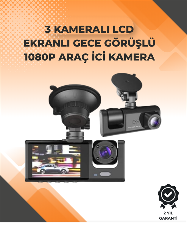 3 Kameralı Dashcam Sistem – Geri Görüş Yardımı Park Koruması ve G-Sensör
