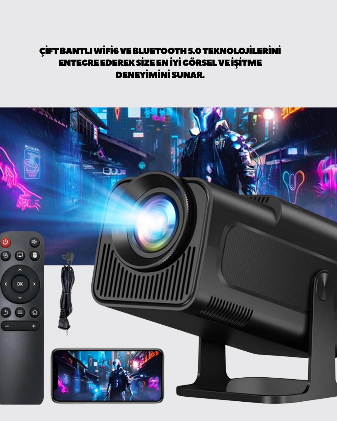 1080P Full HD Çözünürlük ve 4K Destekli Projektör