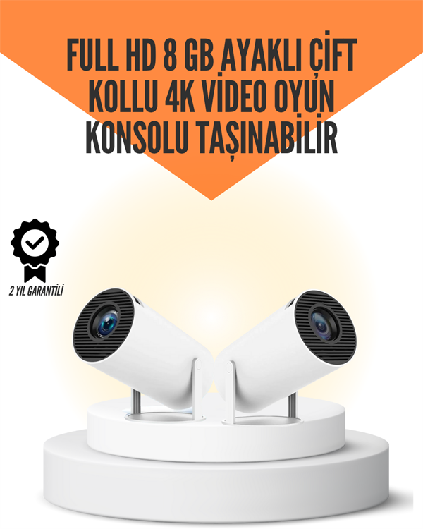 10.000 Oyun Destekli Çift Kollu 4K Projeksiyon – HDMI USB AUX Ethernet Yok