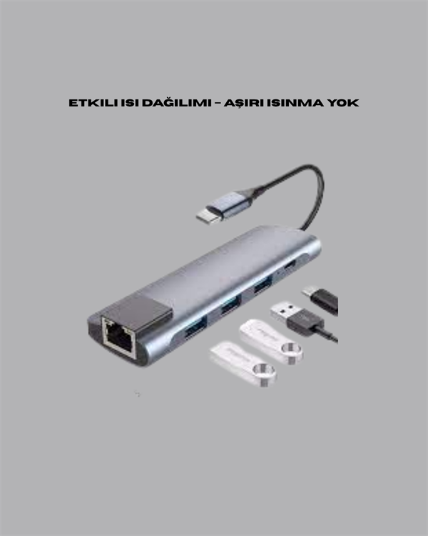 4K HDMI Çıkışlı Gigabit Ethernet'li USB‑C Çoklu Port Hub