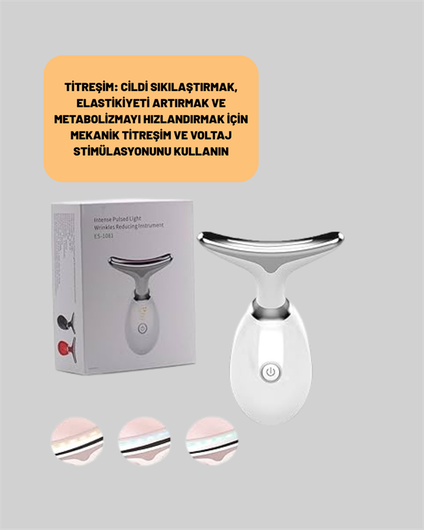 3 Modlu Boyun ve Yüz Bakım Cihazı – EMS Temizleme Sıcak Masaj ve Renkli Işık Terapi Özellikli