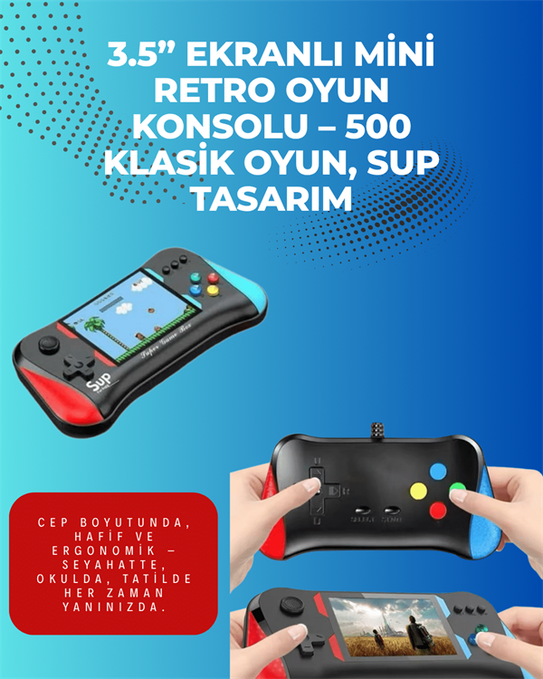 500 Retro Oyunlu Taşınabilir El Konsolu – X7M Modeli