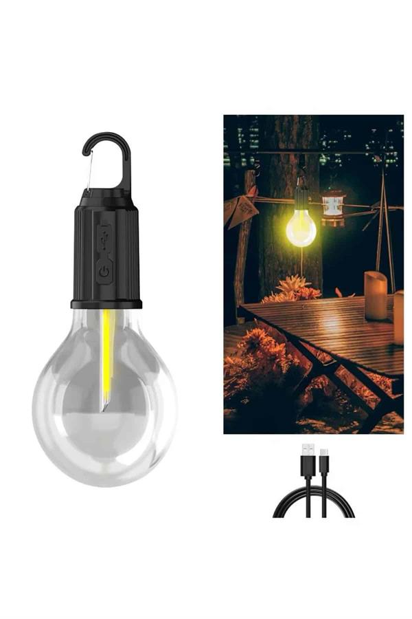 3 Farklı Mod LED'li Şarjlı Asma Kancalı Kamp Lambası Taşınabilir Ampul