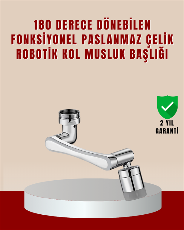 180° Dönebilen Robotik Kollu Musluk Başlığı – 2 Modlu Su Akışı ve Kolay Montaj