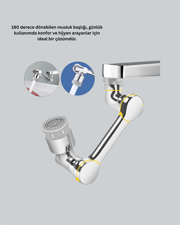 180° Dönebilen Robotik Kollu Musluk Başlığı – 2 Modlu Su Akışı ve Kolay Montaj