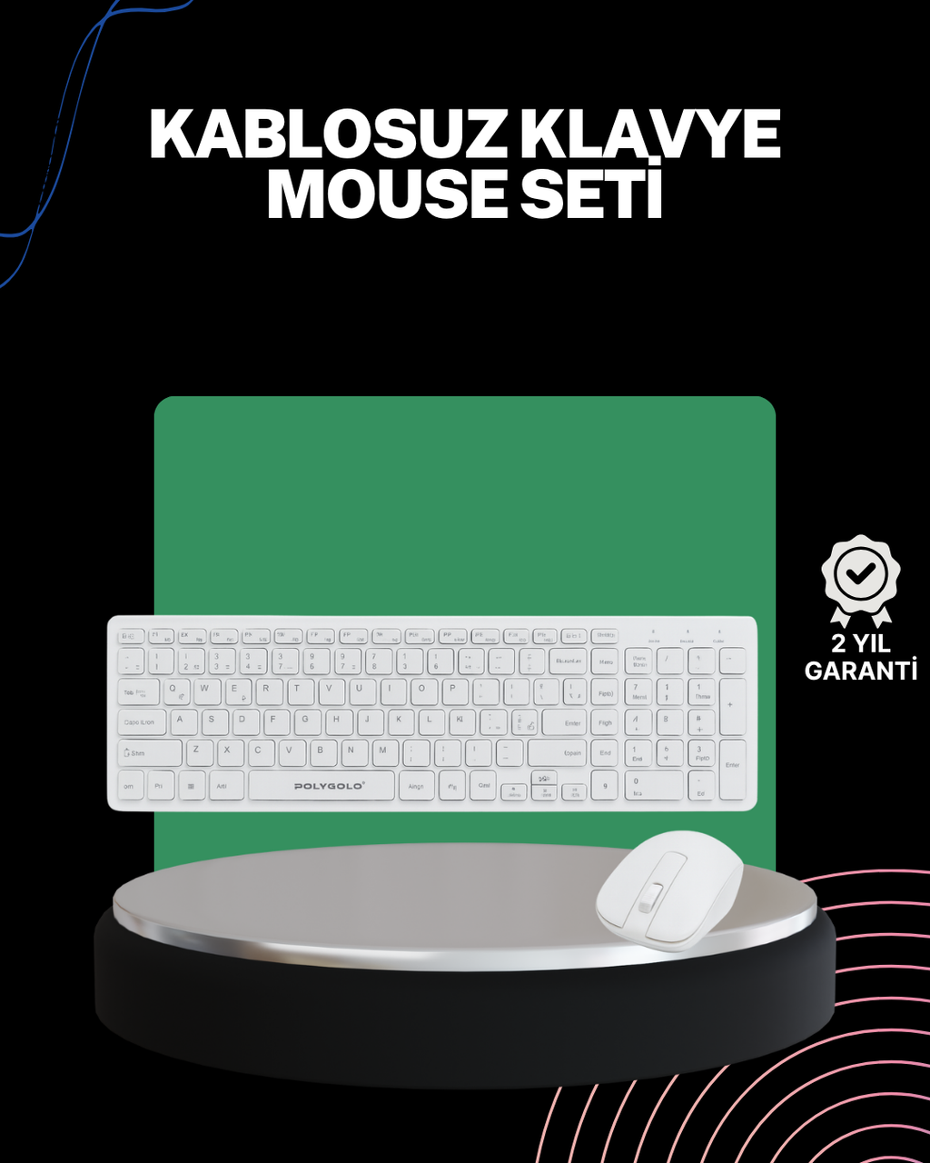 2.4 Ghz Wireless Kablosuz Klavye Mouse Seti Tv Pc Uyumlu