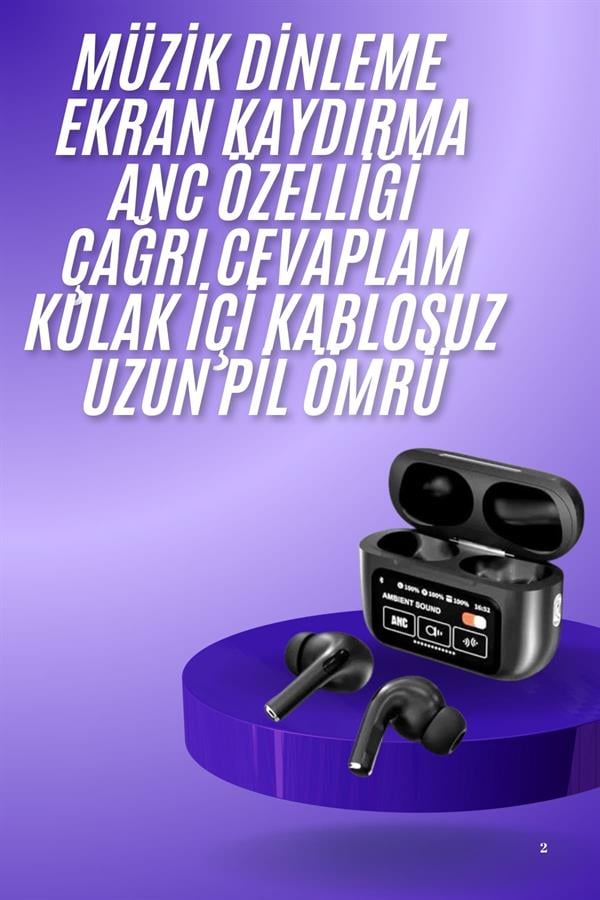 2.Nesil Pro Ekranlı Sesli Görüşme Yapabilen Kablosuz Bluetooth Kulaklık