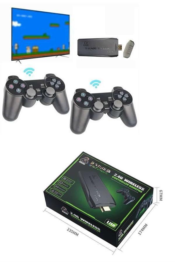 4k Game Stick Oyun Konsolu 2.4g Kablosuz Çift Kol Nostaljik Oyunlar