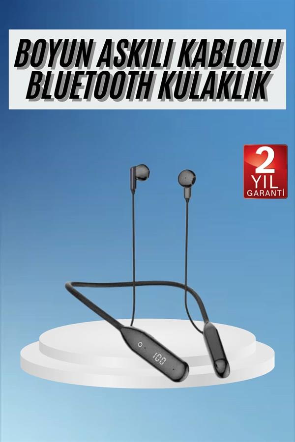 60 Saat Kablolu Boyun Askılı Dijital Göstergeli Bluetooth Kulaklığı