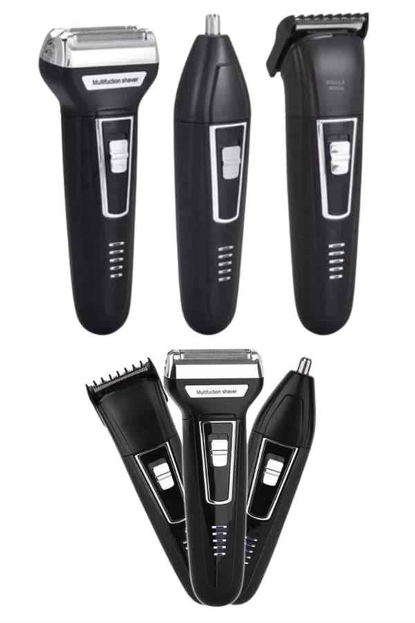 3'lü Set Saç Sakal Kesme Traş Makinesi Burun Kılı Alma Tıraş Makinesi